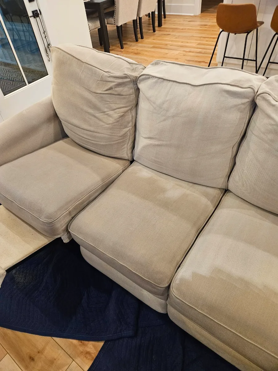 Sectional halfway done. See the difference?, by Elite Carpet Cleaning in Summerville, SC